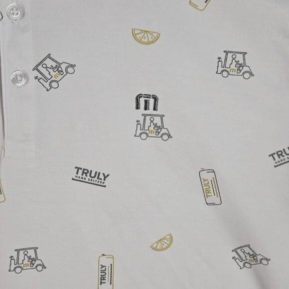 Travis Mathew Polo Shirt Men White Truly Hard Seltzer Golf Geometric Print 2XL - Picture 3 of 11